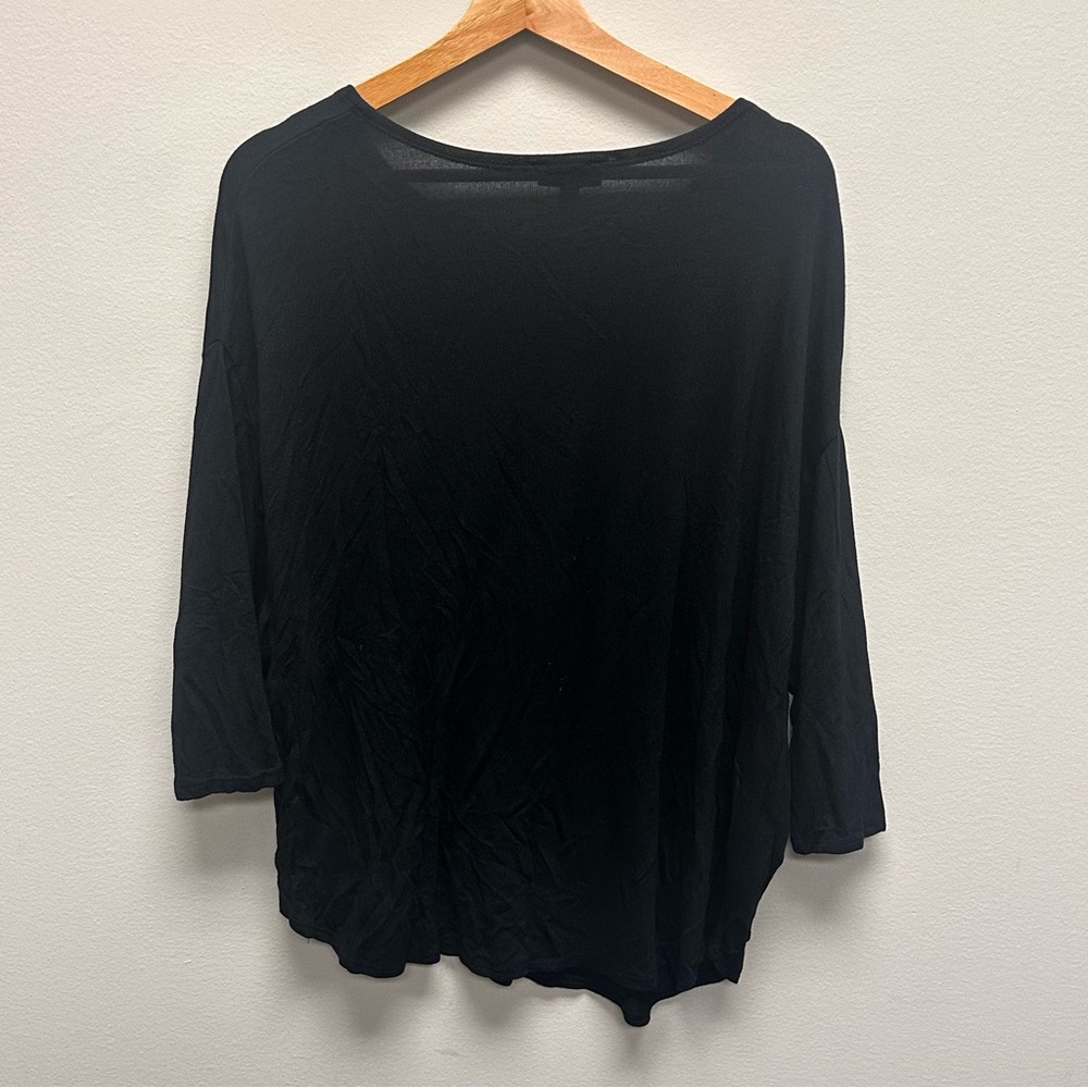 Topshop Black 3/4 Sleeve Oversized Tunic Shirt Dress Blouse Womens Size 8 - Picture 3 of 7